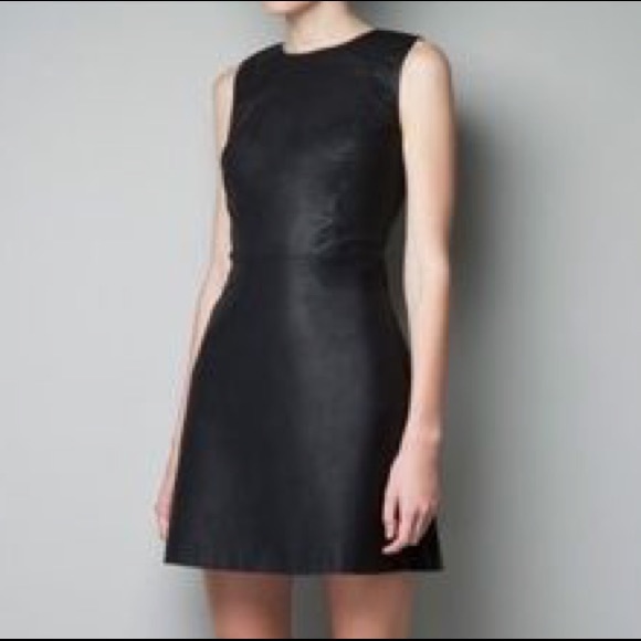 zara black leather dress
